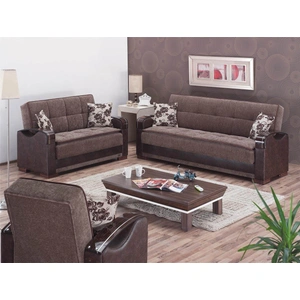 Empire Furniture, USA Hartford Fabric/Vinyl Storage Living Room Set, Brown
