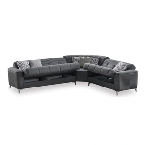 Casamode Levi Ribbed Sectional Sofa with Storage – Luxe Contemporary L-Shaped Couch, Composition 1