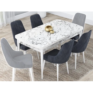 Empire Furniture, USA Lia 5-Piece Extendable Dining Room Set, Table & 4 Chairs, White