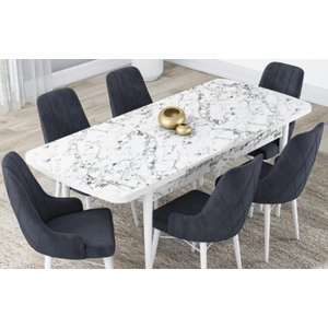 Empire Furniture, USA Lia 7-Piece Extendable Dining Room Set, Table & 6 Chairs, White