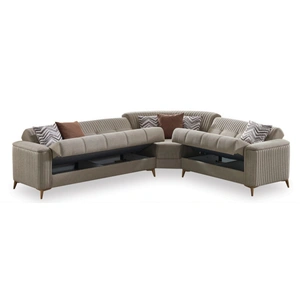 Casamode Levi Ribbed Sectional Sofa with Storage – Luxe Contemporary L-Shaped Couch, Composition 1