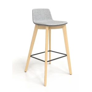 NARBUTAS Twist & Sit Office High Stool w/Wood Base, Fabric 1