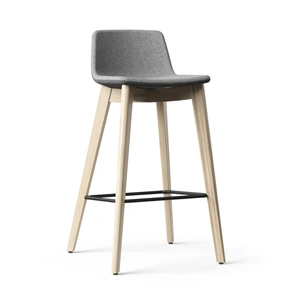NARBUTAS Twist & Sit Office High Stool w/Wood Base, Fabric 1