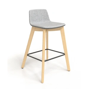 NARBUTAS Twist & Sit Office High Stool w/Wood Base, Fabric 2