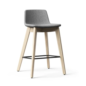NARBUTAS Twist & Sit Office High Stool w/Wood Base, Fabric 1