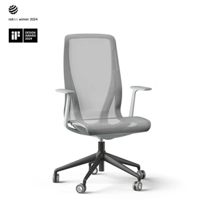 NARBUTAS D-Chair Task Office Chair w/Grey Frame & Black Base