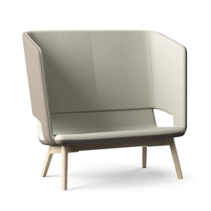 NARBUTAS Twist & Sit Polyurethane High Back 2-Seater Sofa w/Steel Frame & Wood Base (Fabric 2)