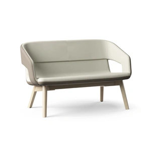 NARBUTAS Twist & Sit Polyurethane Low Back 2-Seater Sofa w/Steel Frame & Wood Base (Fabric 1)