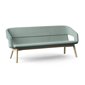 NARBUTAS Twist & Sit Polyurethane Low Back 3-Seater Sofa w/Steel Frame & Wood Base (Fabric 1)