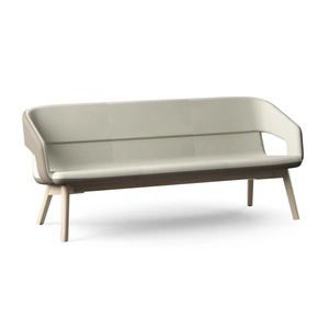 NARBUTAS Twist & Sit Polyurethane Low Back 3-Seater Sofa w/Steel Frame & Wood Base (Fabric 2)