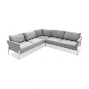 Mobital Kitsilano Sunbrella Fabric Sectional Sofa, Silver Grey Fabric/White