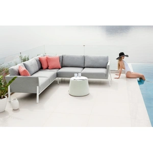 Mobital Kitsilano Sunbrella Fabric Sectional Sofa, Silver Grey Fabric/White