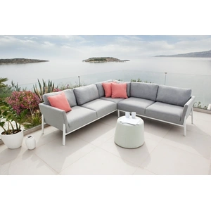 Mobital Kitsilano Sunbrella Fabric Sectional Sofa, Silver Grey Fabric/White