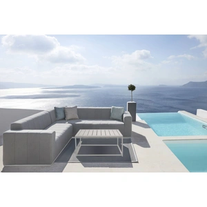 Mobital Redondo Sunbrella Fabric Sectional Sofa, Heather Grey Fabric/White
