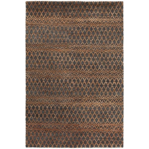 Chandra Selene Wool/Jute Rectangular Geometric Handmade Rug, Rust/Charcoal