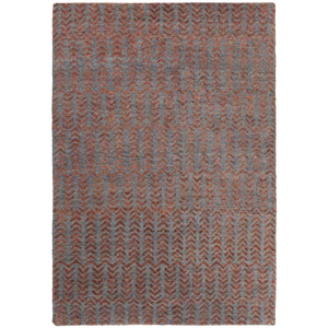Chandra Selene Wool/Jute Rectangular Chevron Handmade Rug, Blue/Rust