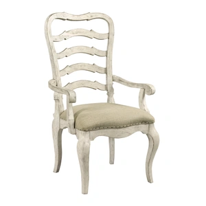 Kincaid Selwyn Fabric/Wood Upholstered Ladder Back Arm Chair, Cottage White
