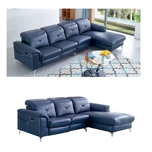 Pantek Furniture SF 612+ Italian Leather L-Shape Sectional Sofa w/Adjustable Headrest, Full Power Motion Recliner on One Arm Chair & Wireless Charger