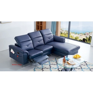 Pantek Furniture SF 612+ Italian Leather L-Shape Sectional Sofa w/Adjustable Headrest, Full Power Motion Recliner on One Arm Chair & Wireless Charger