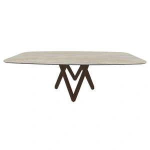 Calligaris Cartesio W98.4-inch Ceramic/Metal/Wood Customizable Elliptical Dining Table