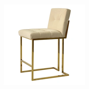 Furnings Timeless Armless Velvet Bar Stool, Gold & Beige