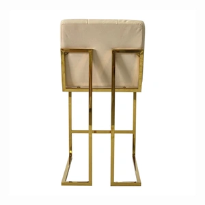 Furnings Timeless Armless Velvet Bar Stool, Gold & Beige