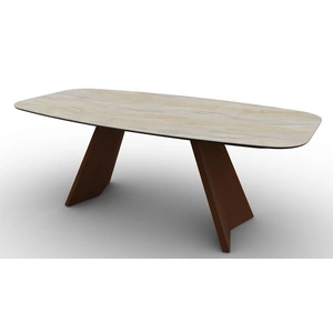 Calligaris Icaro W78.7-inch Ceramic/Wood Customizable Elliptical Dining Table