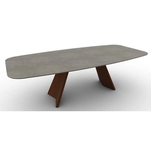 Calligaris Icaro W98.4-inch Ceramic/Wood Customizable Elliptical Dining Table
