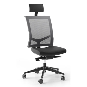 NARBUTAS Eva.II Executive Chair w/Soft PU Headrest, Black Plastic Chair Body, Synchro Mechanism w/Side Tension (Plastic Base w/Fibreglass)