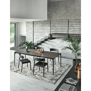 Calligaris Silhouette W63-inch-86.6-inch Rectangular Ceramic/Metal Dining Table, Bronze/Matt Black