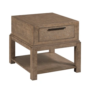 American Drew Skyline Evan Rectangular Wood End Table w/Drawer, Smoke