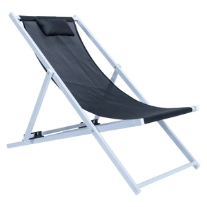 LeisureMod Sunset Aluminum Outdoor Lounge Sling Chair with Headrest