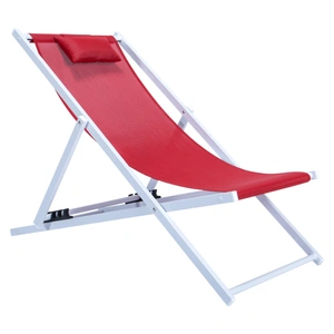 LeisureMod Sunset Aluminum Outdoor Lounge Sling Chair with Headrest