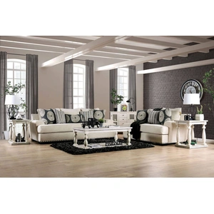 Furniture of America Germaine Fabric Living Room Set, Ivory