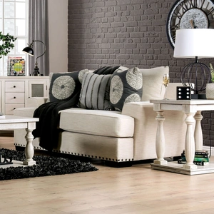 Furniture of America Germaine Chenille Fabric Loveseat in Ivory
