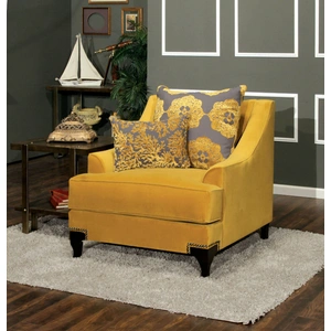 Furniture of America Viscontti Velvet Fabric Chair, Gold/Gray