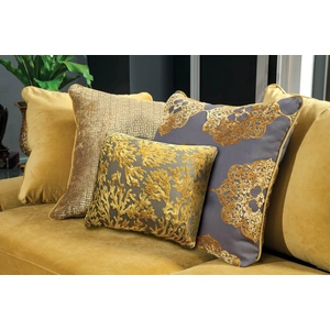 Furniture of America Viscontti Velvet Fabric Sofa, Gold/Gray