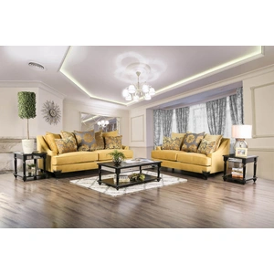 Furniture of America Viscontti Fabric Living Room Set, Gold/Gray