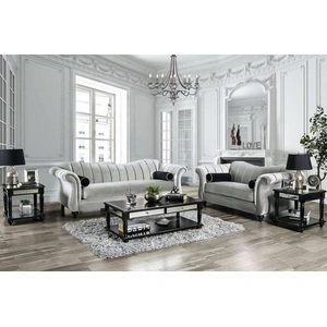 Furniture of America Marvin Fabric Living Room Set in Pewter