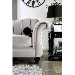 Furniture of America Marvin Chenille Fabric Loveseat in Pewter
