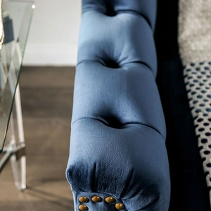 Furniture of America Martinique Fabric Tufted Sofa, Blue