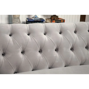 Furniture of America Rotterdam Chenille Fabric L-Shape Sectional Sofa, Warm Gray