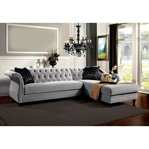 Furniture of America Rotterdam Chenille Fabric L-Shape Sectional Sofa, Warm Gray