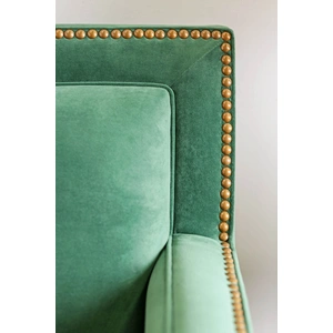 Furniture of America Verdante Microfiber Fabric Sofa, Emerald Green/Gold