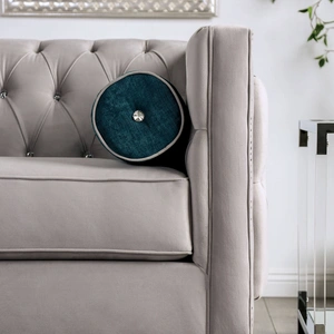Furniture of America Silvan Velvet Fabric Sofa, Gray