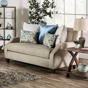Furniture of America Catarina Chenille Fabric Loveseat in Beige/Teal