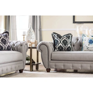 Furniture of America Viviana Fabric Tufted Living Room Set, Gray/Black