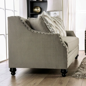 Furniture of America Ezrin Chenille Fabric Loveseat in Light Brown