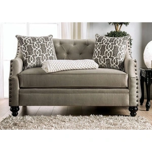 Furniture of America Ezrin Chenille Fabric Loveseat in Light Brown