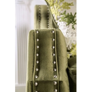 Furniture of America Kaye Microfiber Fabric Tufted Sofa, Green